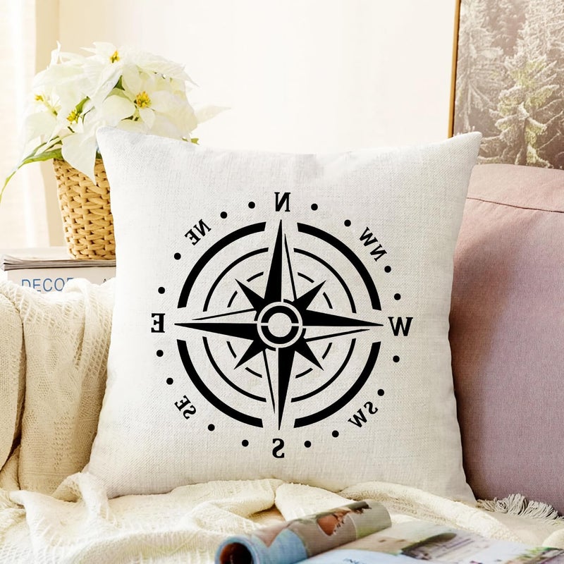 Resflyar 9 PCS Compass Anchor Stencils Plastic Nautical Theme Painting Templates, Sailboat Beacon Stencils for DIY Crafts Scrapbooking Wood Floor Wall Decor 7.9 x 7.9 Inch - Image 3